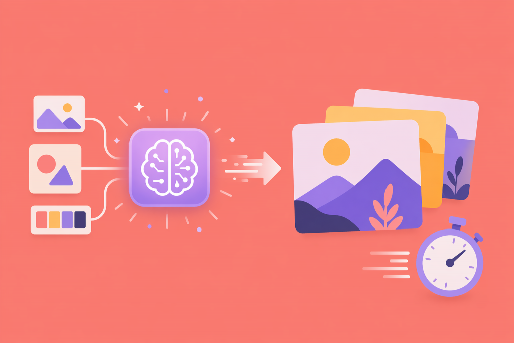 Штучний інтелект перетворює прості елементи дизайну в готові зображення, підкреслюючи швидкість створення контенту.